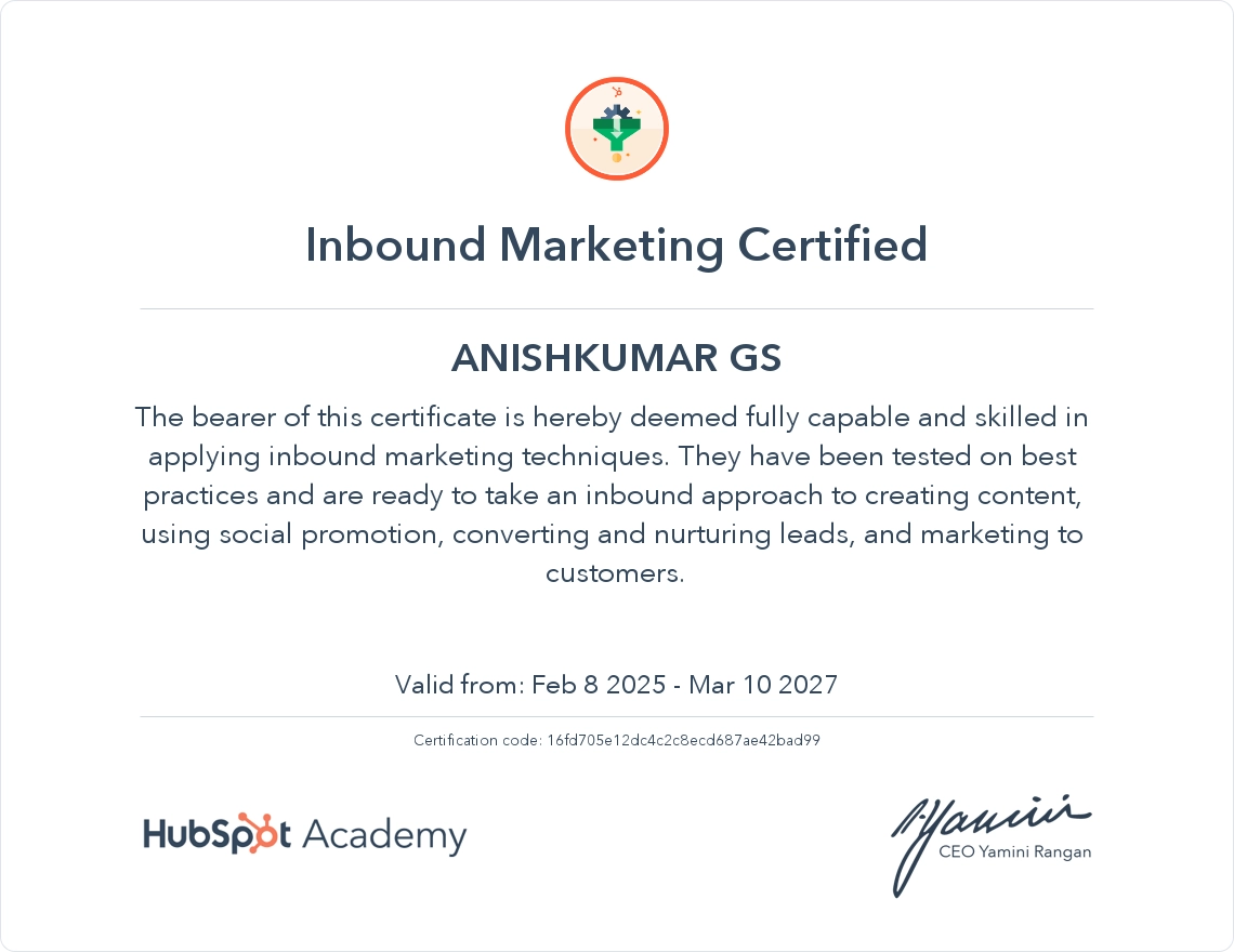 Home 14 Digital Marketing Strategist in Kollam Inbound Marketing Certificate